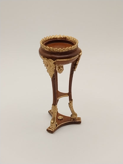 Fern or Plant Stand, Walnut & Gold