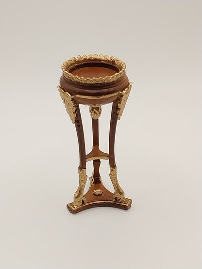 Fern or Plant Stand, Walnut & Gold