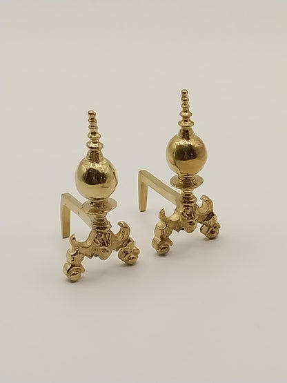 CBB1124, Georgian Andirons, Brass, Pair