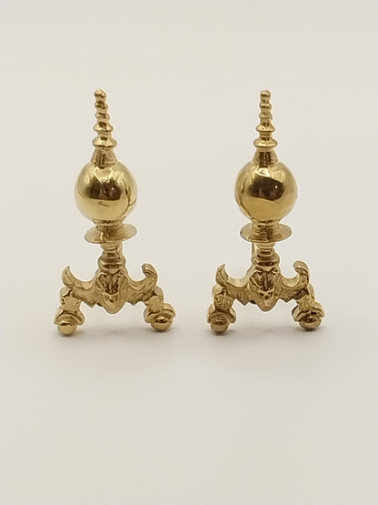 CBB1124, Georgian Andirons, Brass, Pair