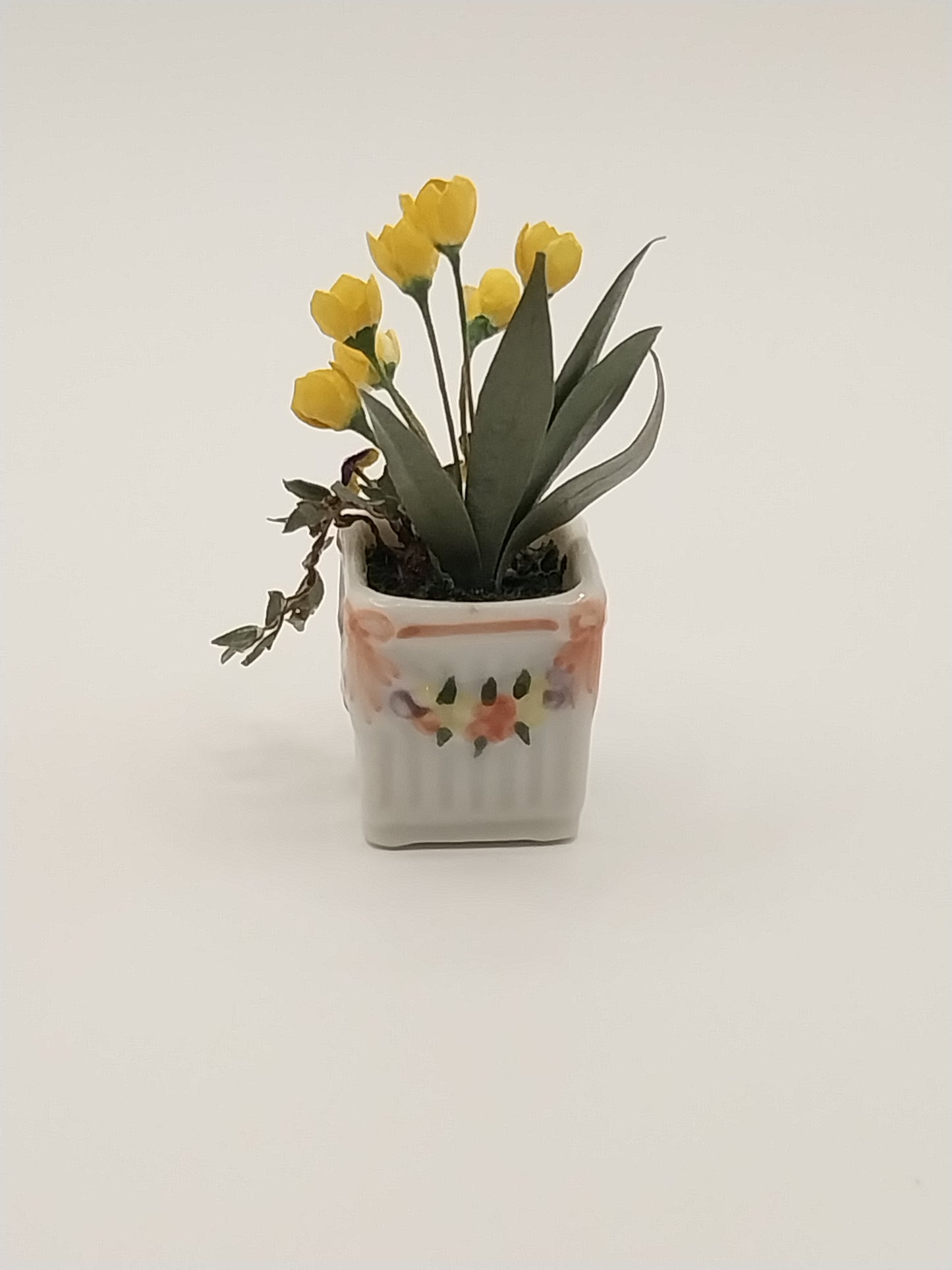 Floral Arrangement In Floral Pot, Tulip & Forget Me Nots