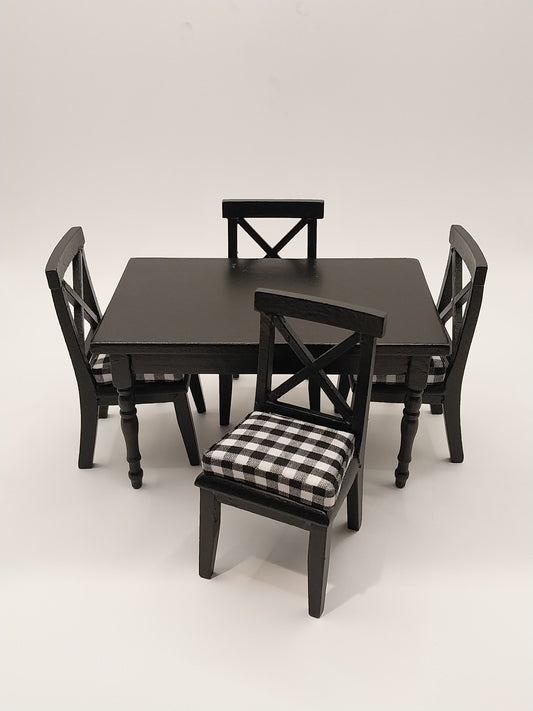 Modern Kitchen Table & Chairs, Black & White, 5pc