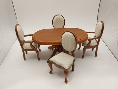 Dining Room Set, 5pc, Cream & Walnut