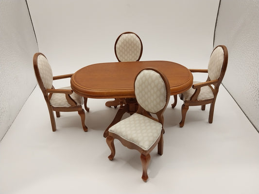 Dining Room Set, 5pc, Cream & Walnut