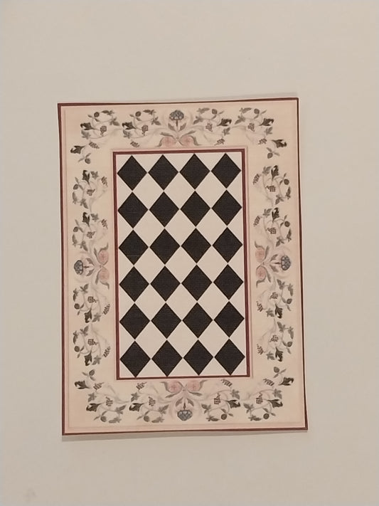 CRH912, Floor Cloth, Diamond With Floral Border