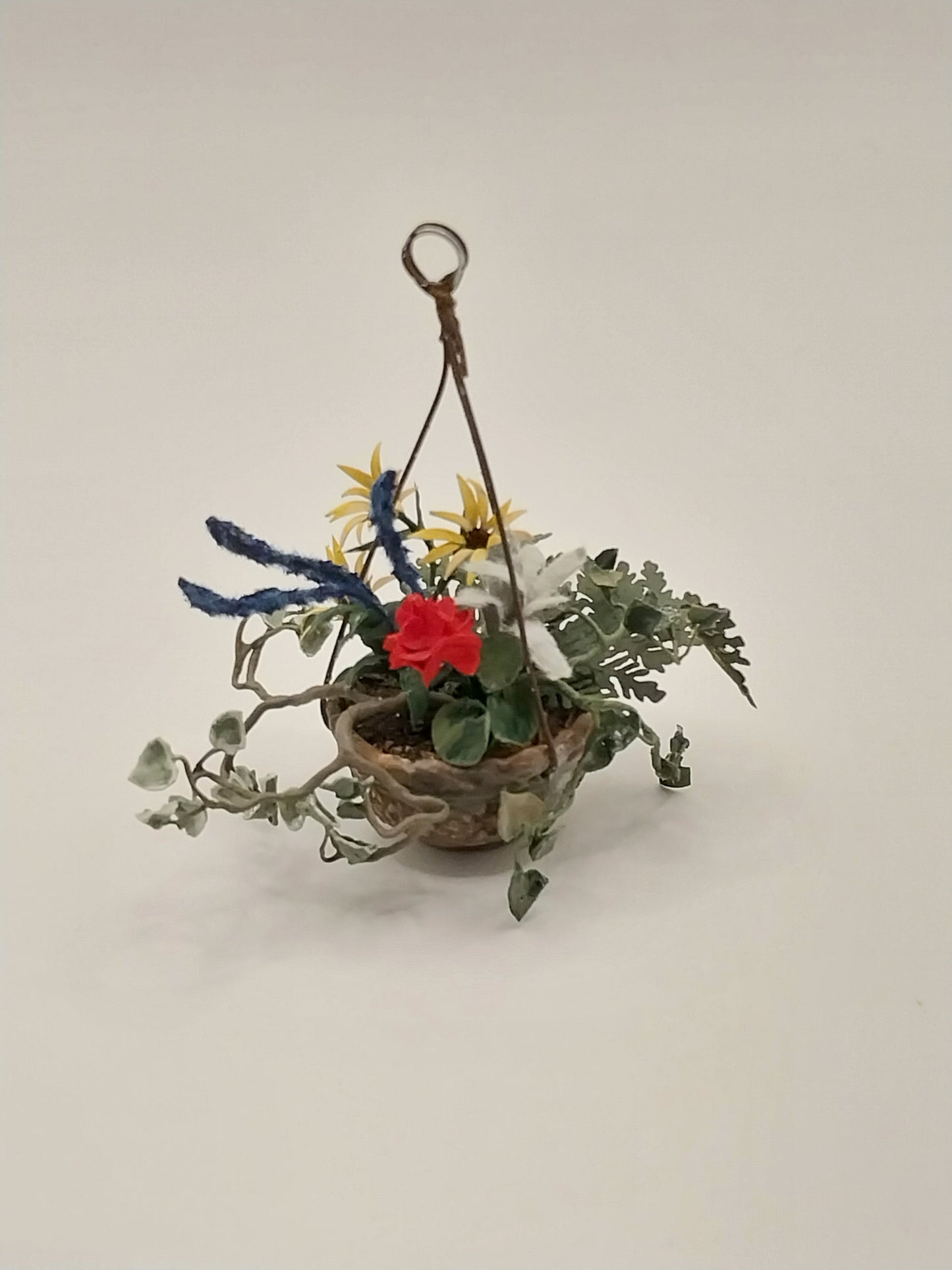 Hanging Basket With Assorted Flowers & Ivy