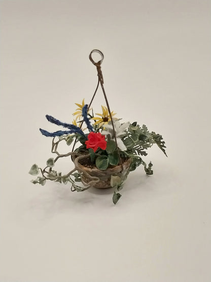 Hanging Basket With Assorted Flowers & Ivy