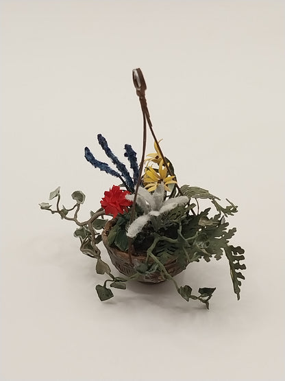 Hanging Basket With Assorted Flowers & Ivy