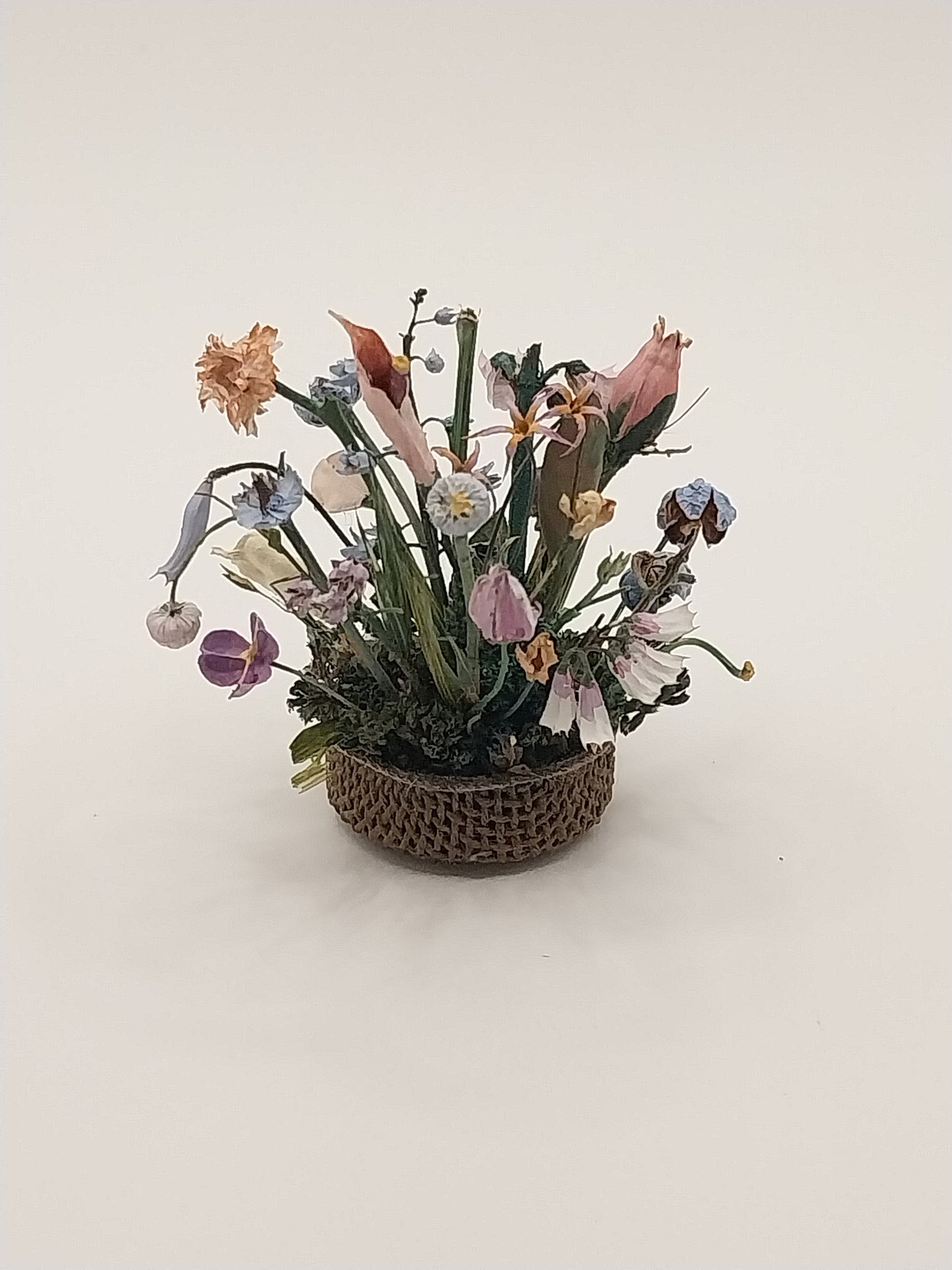 Floral Arrangement In Basket, Dried Flowers