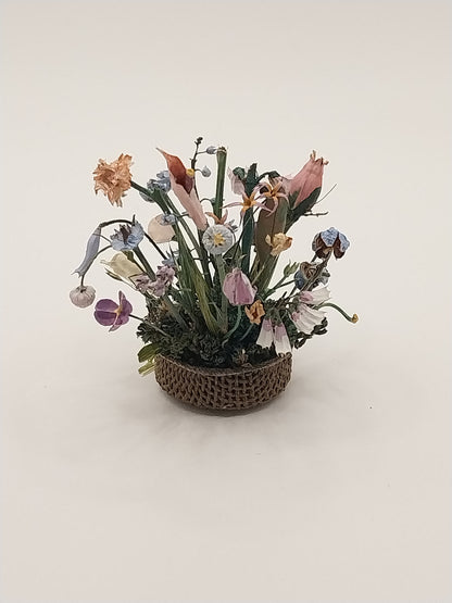 Floral Arrangement In Basket, Dried Flowers