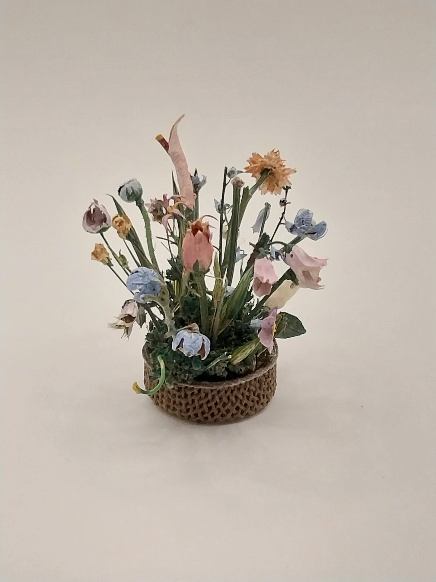 Floral Arrangement In Basket, Dried Flowers