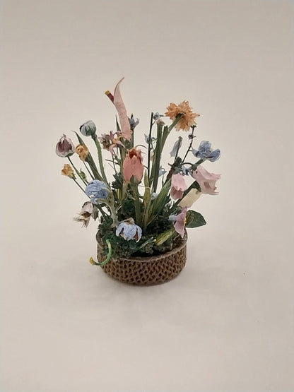 Floral Arrangement In Basket, Dried Flowers