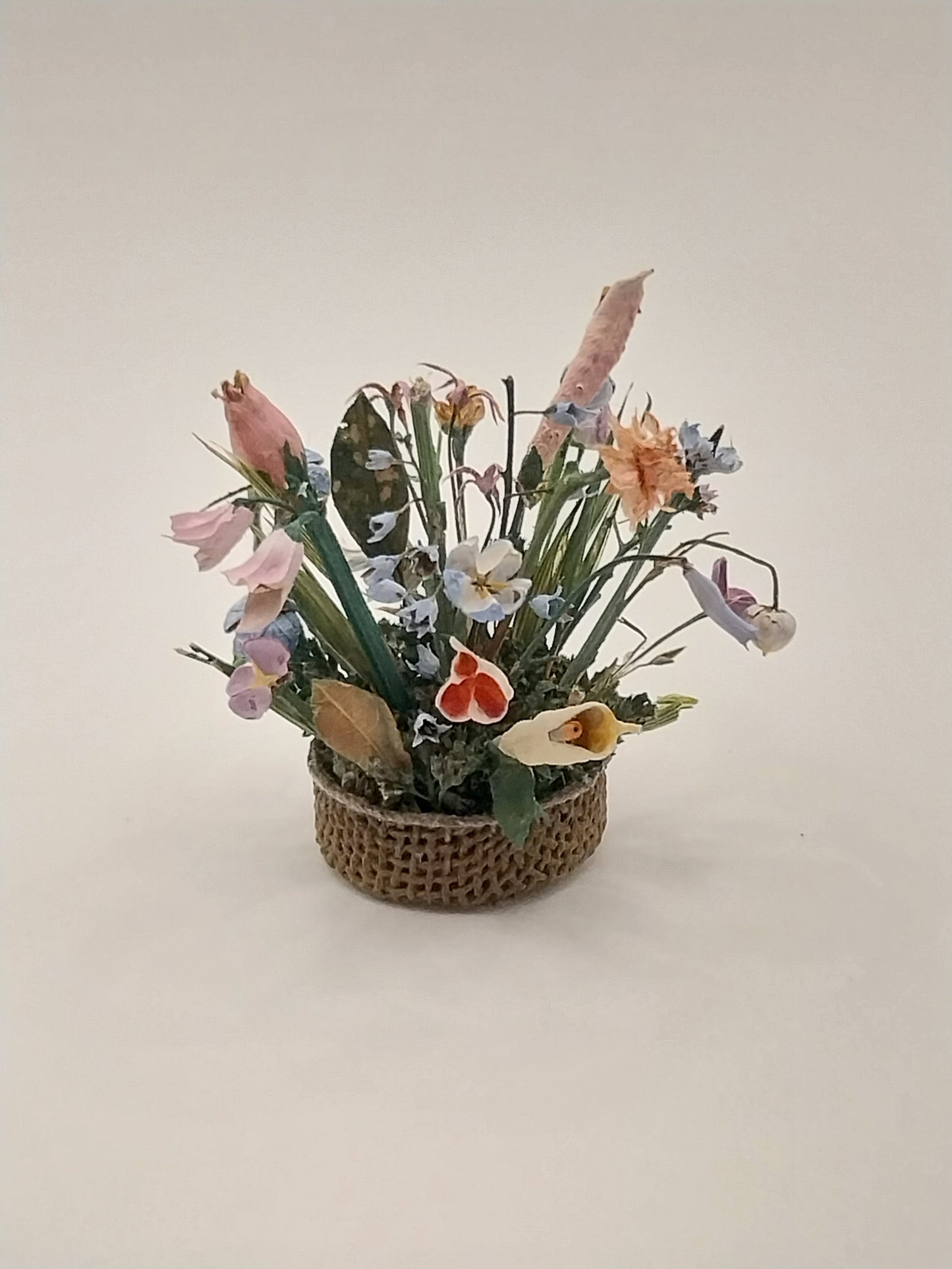 Floral Arrangement In Basket, Dried Flowers