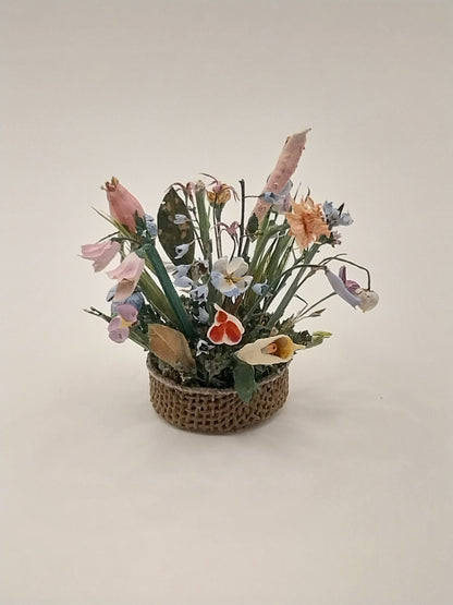 Floral Arrangement In Basket, Dried Flowers