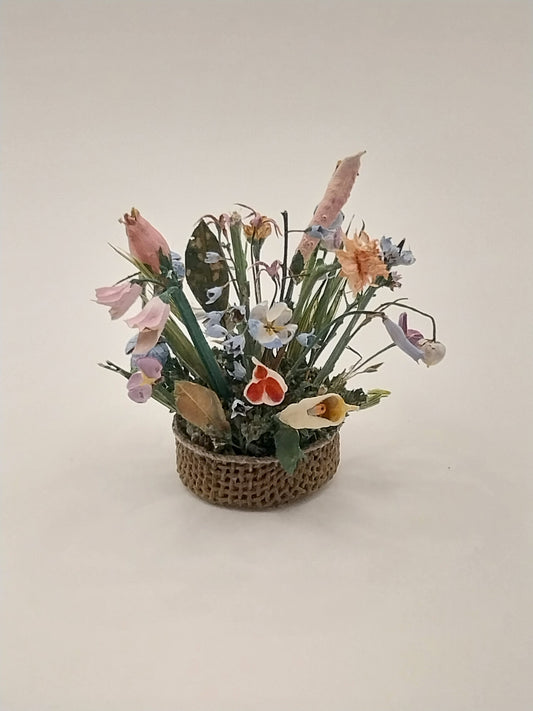 Floral Arrangement In Basket, Dried Flowers