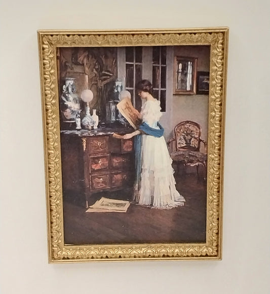 Framed Print, Vintage Woman Reading
