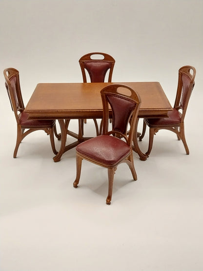 Art Nouveau Dining Room Set, 5pc, Walnut