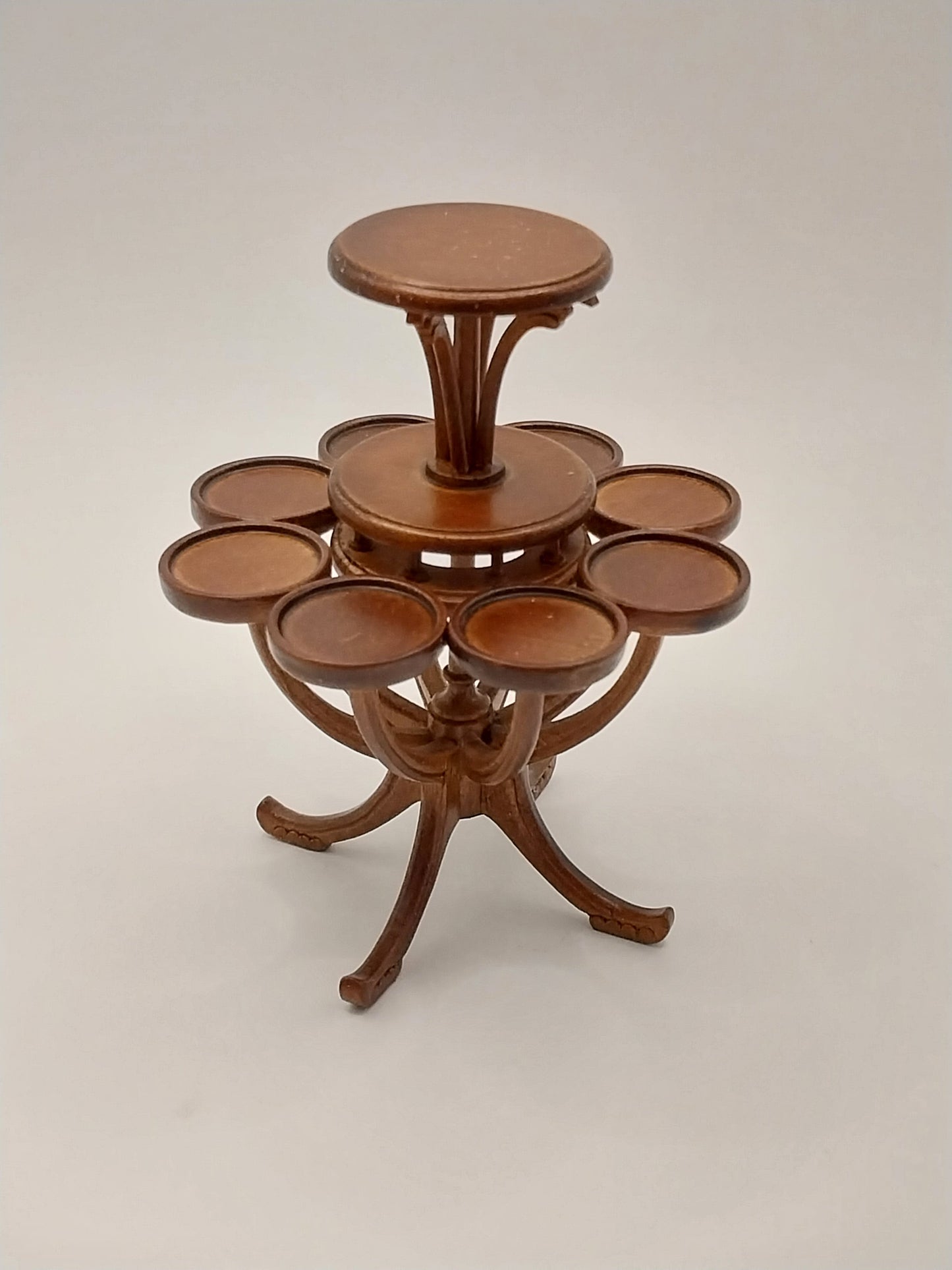 Art Nouveau Tiered Plant Stand, New Walnut