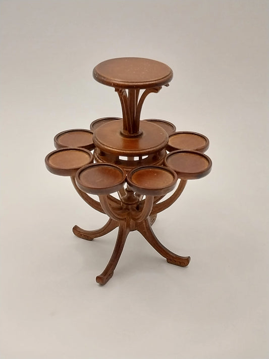 Art Nouveau Tiered Plant Stand, New Walnut
