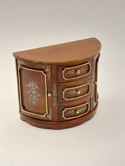 Semi Circular Credenza, Walnut, Handpainted