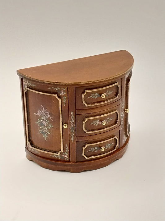 Semi Circular Credenza, Walnut, Handpainted