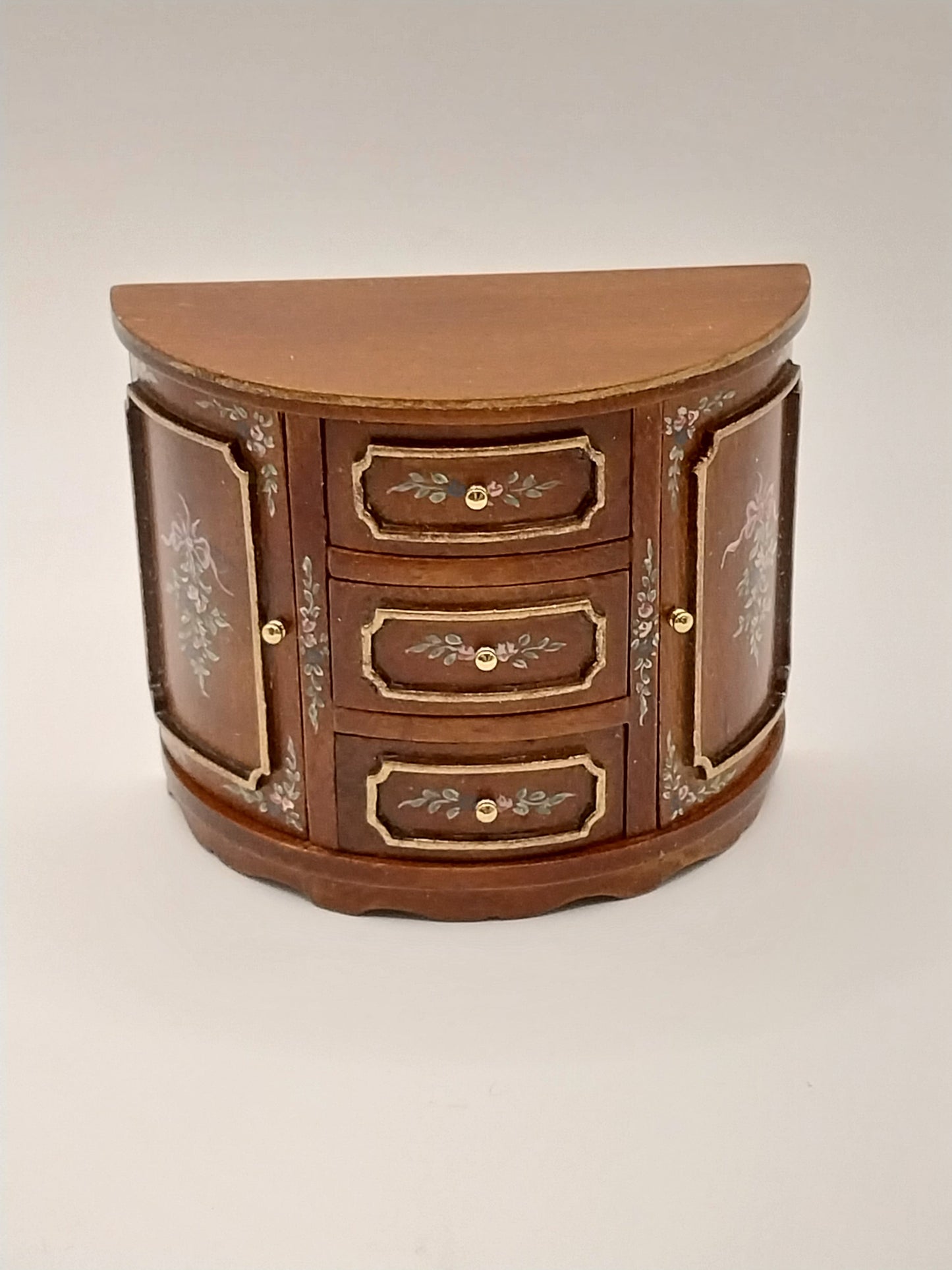 Semi Circular Credenza, Walnut, Handpainted