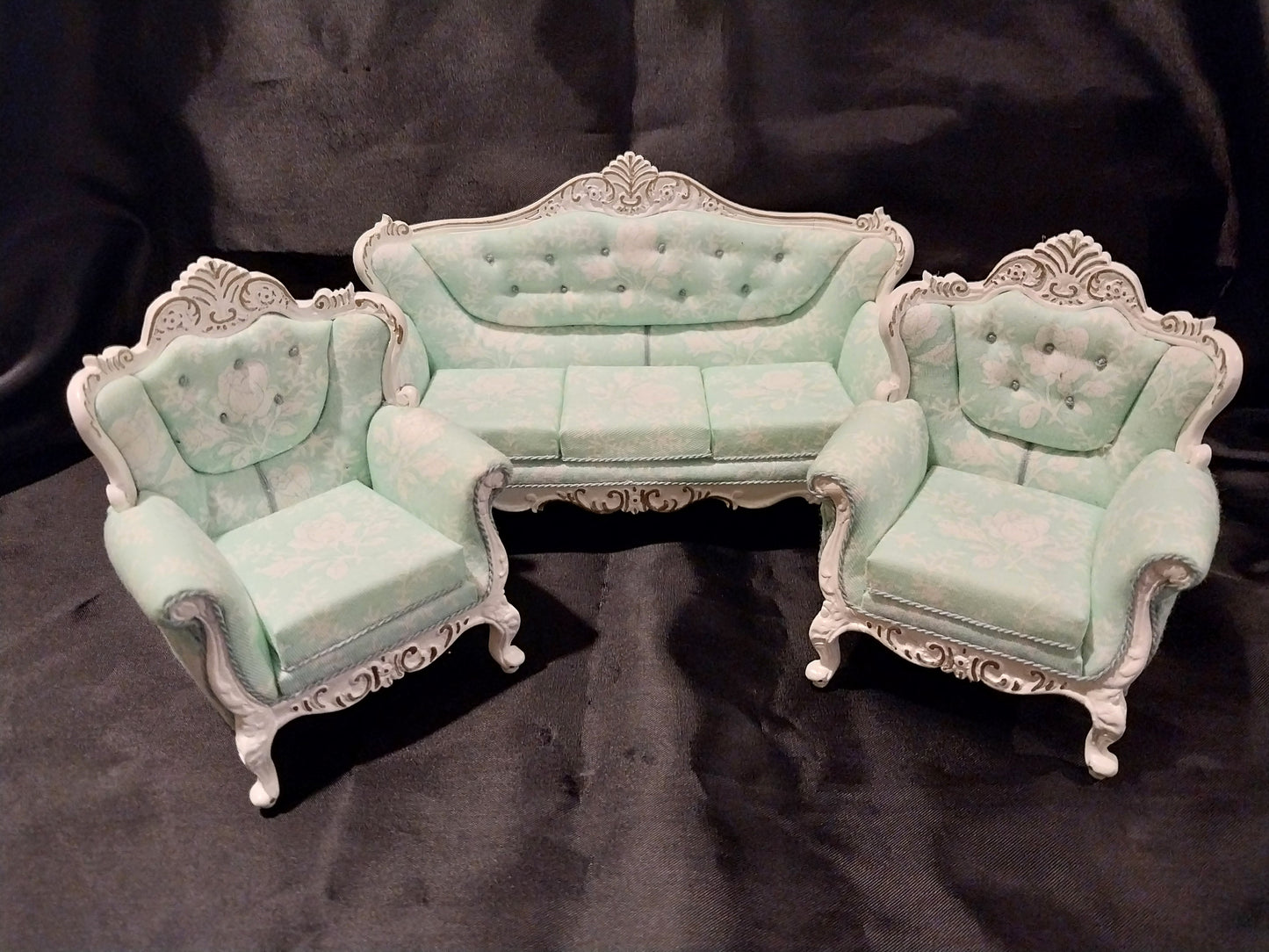 Louis XVI Rococo Baroque Settee & 2 Chairs, Mint