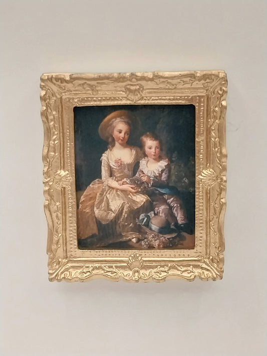 French Gold Framed Print, Mother & Son