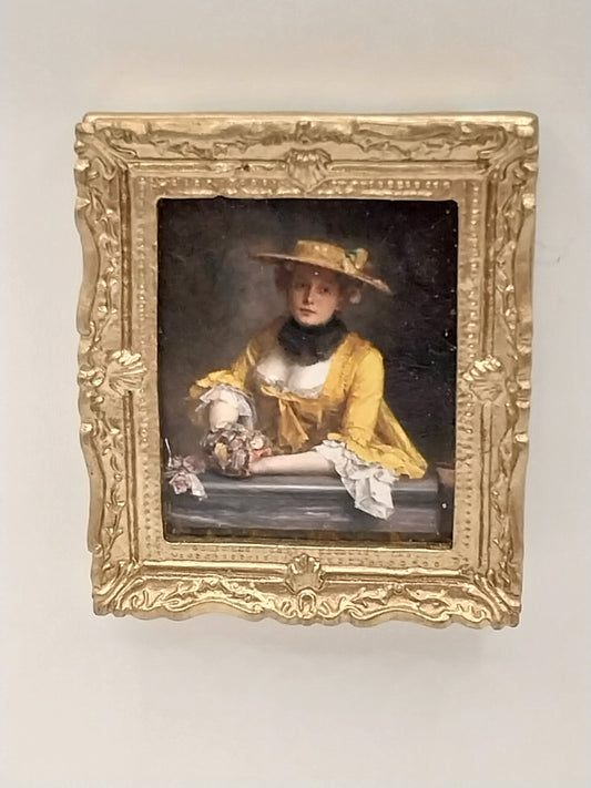 French Gold Framed Print, Lady In Yellow