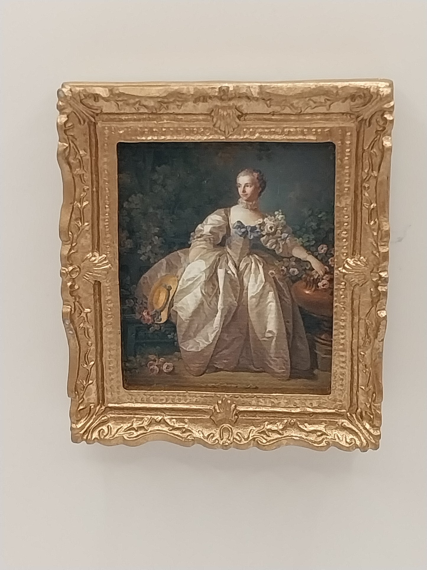 French Gold Framed Print, Lady In The Gardens