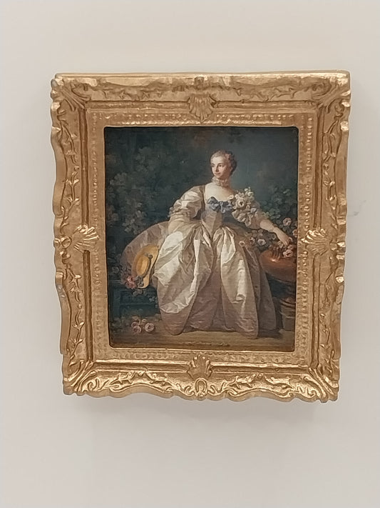 French Gold Framed Print, Lady In The Gardens