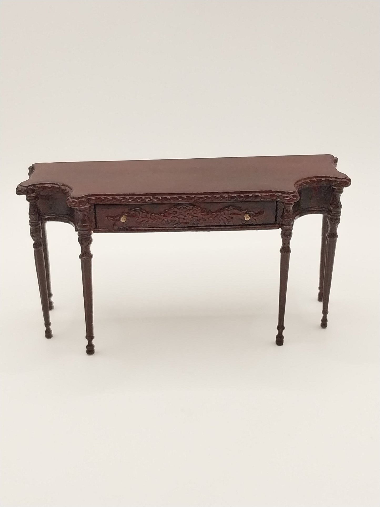 CJB007, Console with Basket Motif Mirror, Mahogany