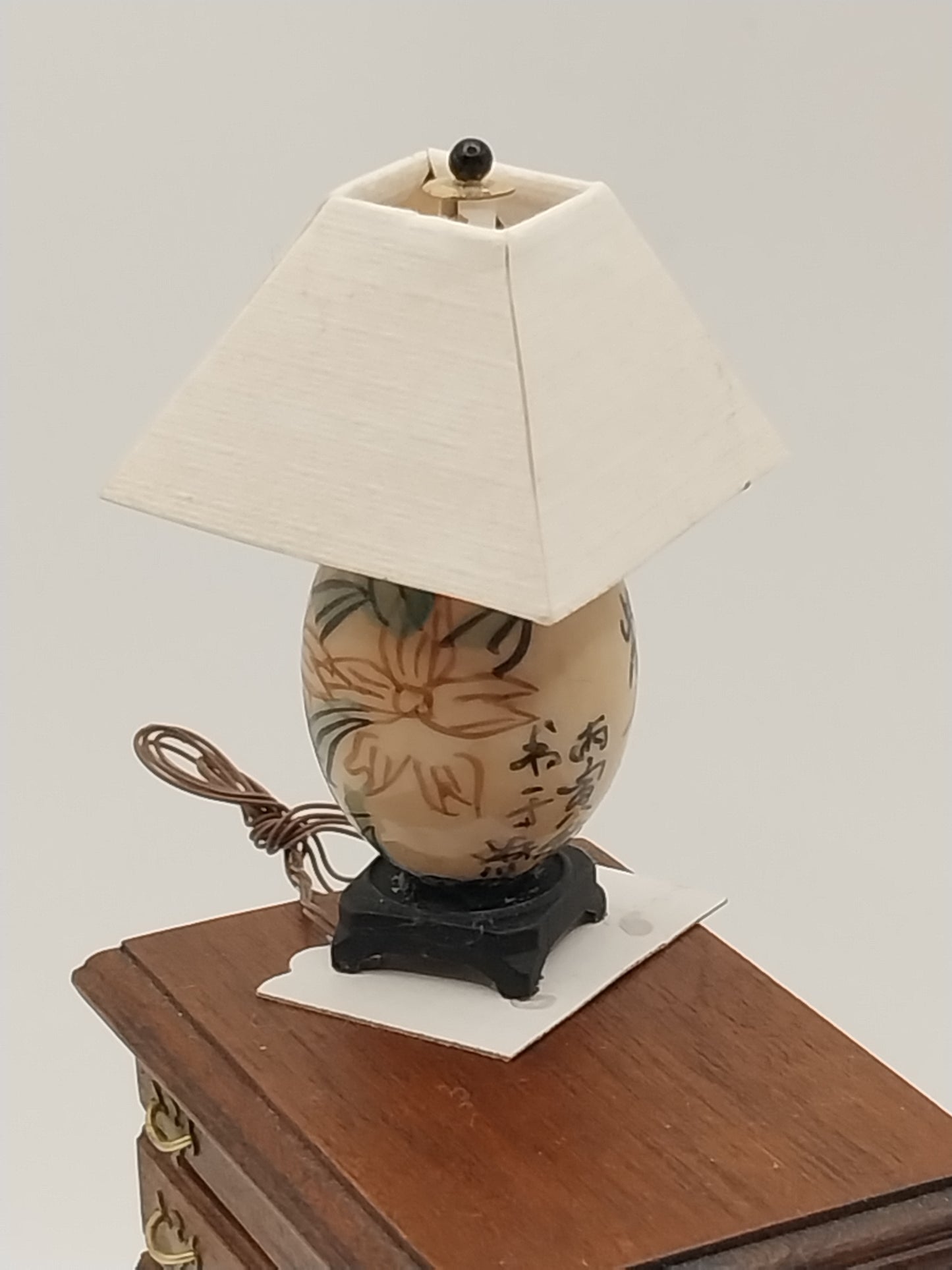 Oriental Base Lamp with Cream Shade