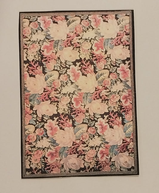 Rug #615, Rectangle Floral, Black & Yellow