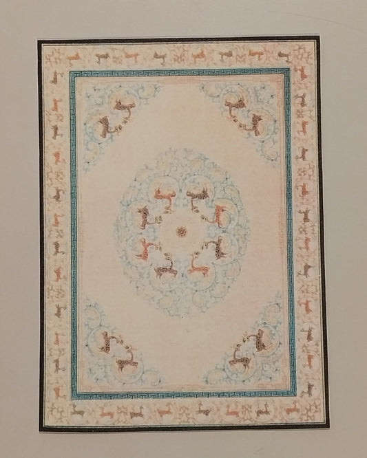 Rug #632, African Deer, Cream & Blue