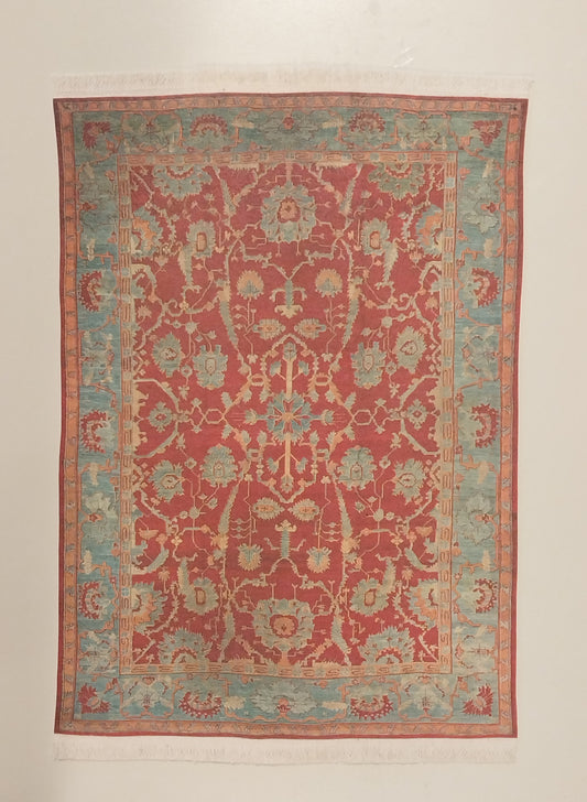 Rug #260, Oriental Style Rug, Rust & Aqua