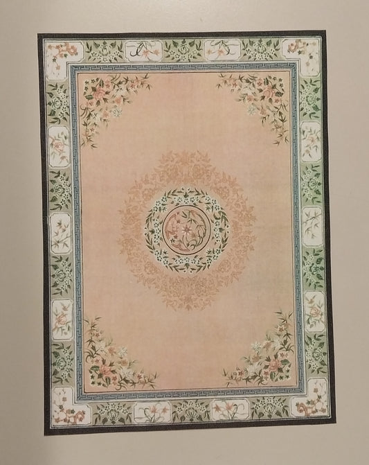 Rug #233, Modern Style, Green & Tan