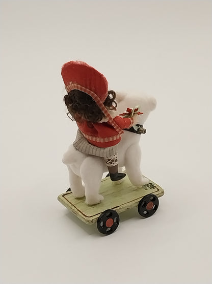 Christmas Doll On Bear With Cart