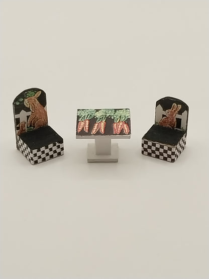 1/4" Scale Table & 2 Garden Chairs, Bunnies & Carrots