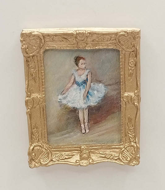 Framed Oil Painting, Ballerina, Blue