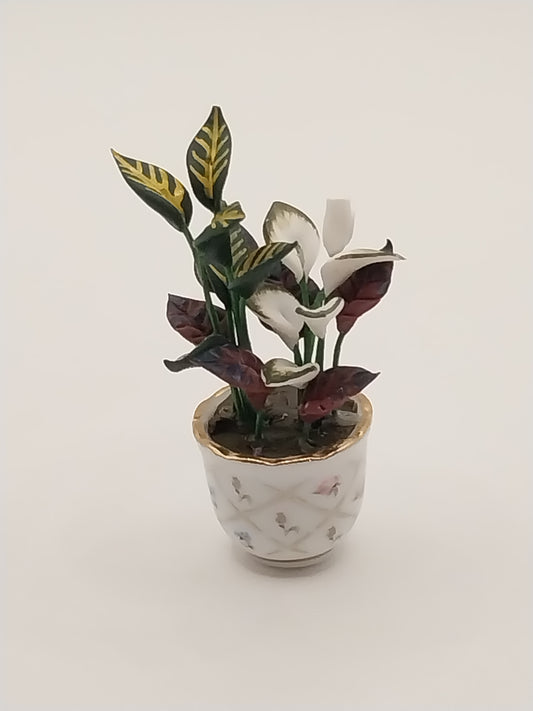 Floral Plant In Porcelain Vase