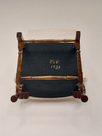 Wing Chair, Cream Brocade, Signed