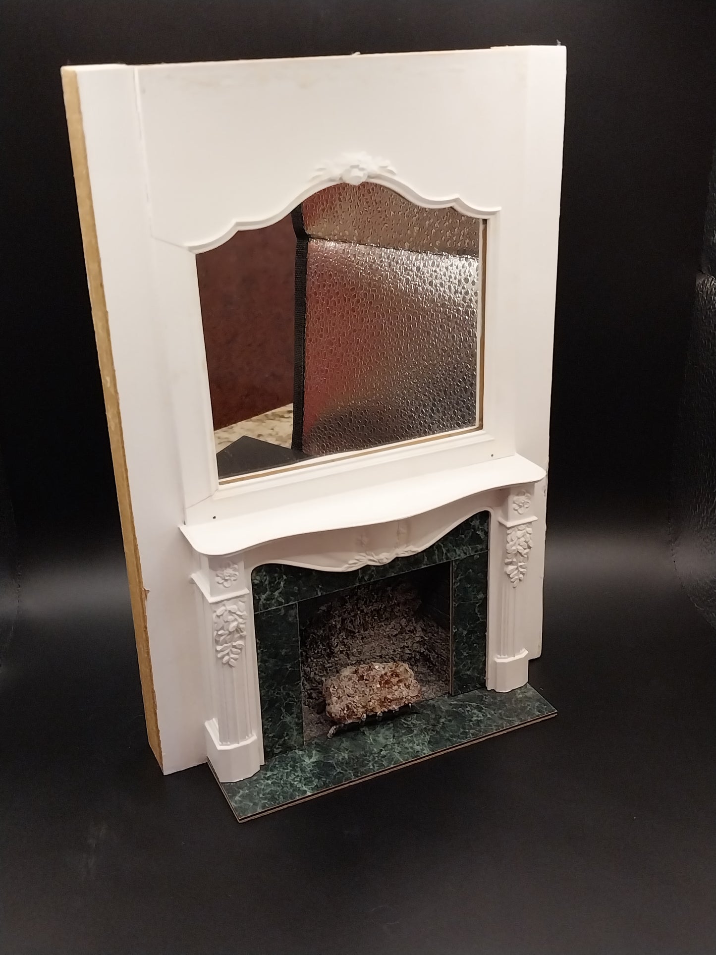 CJB193, Louis XVI Fireplace With Coals, White With Green Marble