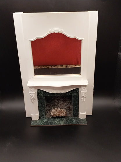 CJB193, Louis XVI Fireplace With Coals, White With Green Marble