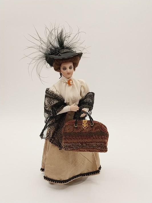 Victorian Lady Doll, Shopping With Bag