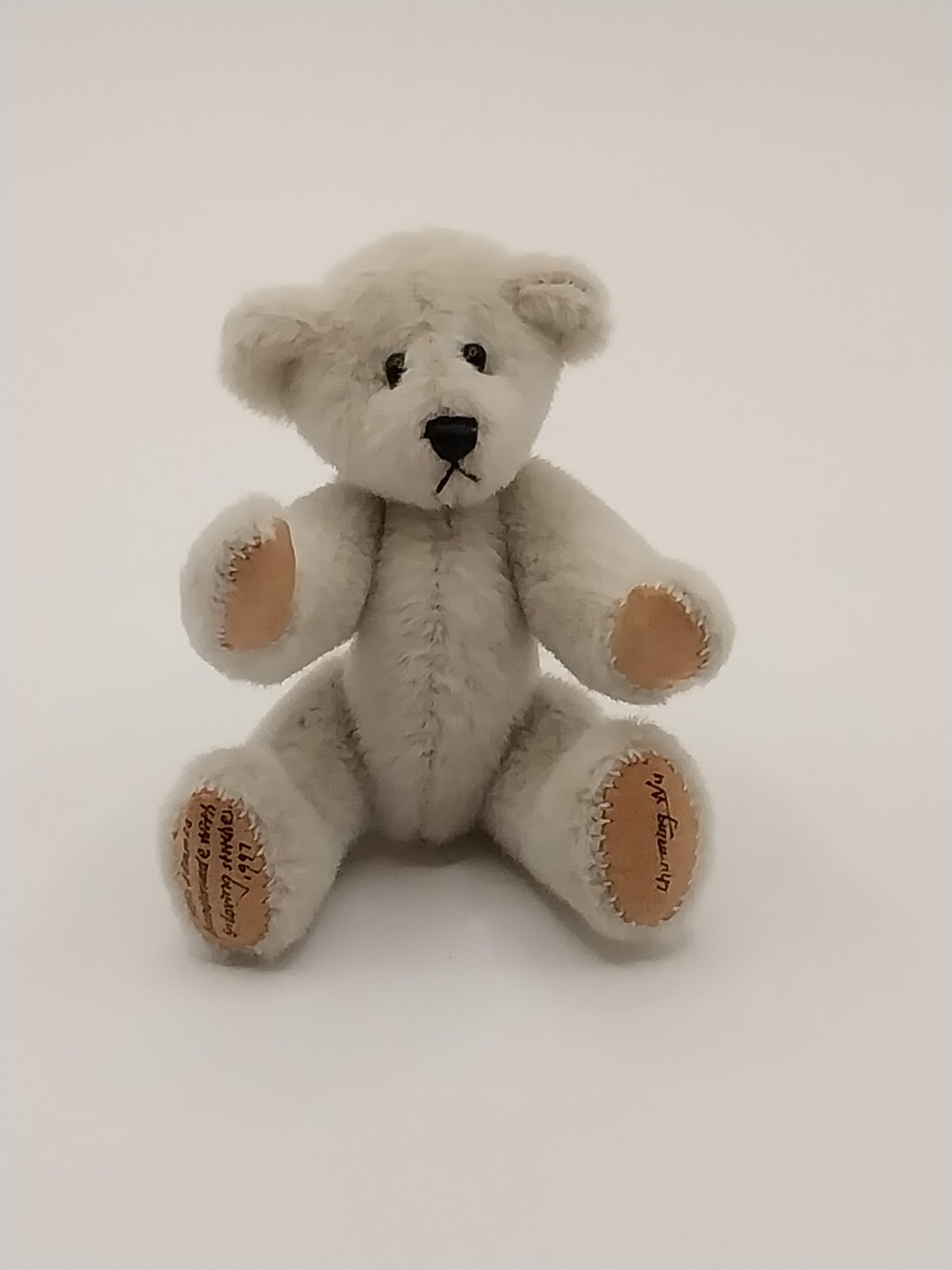 Teddy Bear With Leather Pads, Signed, Cashmere Tan, 2 1/2"