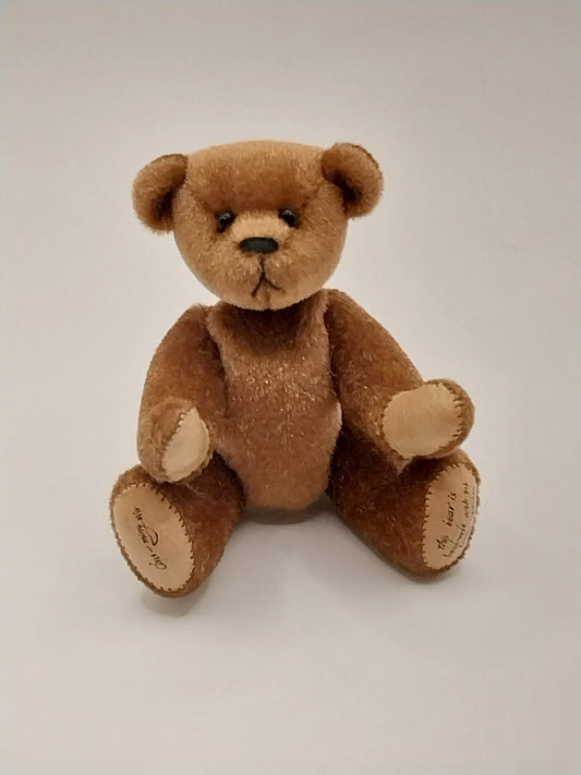 Teddy Bear With Leather Pads, Signed, Cinnamon