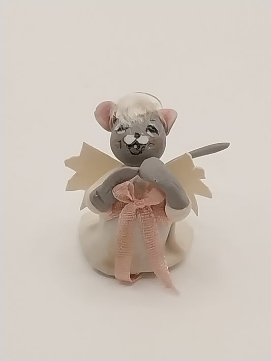 Tiny Angel Mouse Figurine, Signed