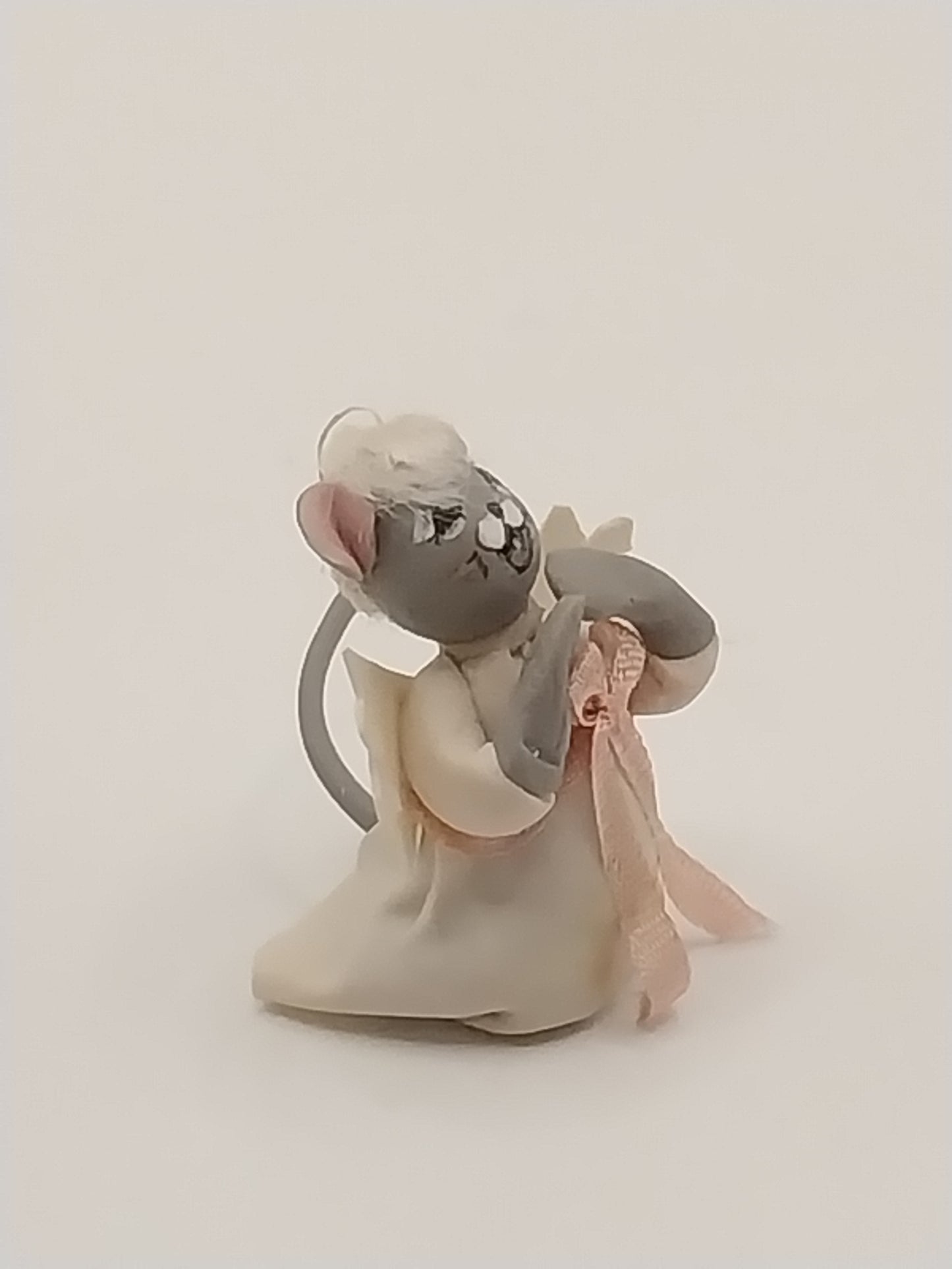 Tiny Angel Mouse Figurine, Signed