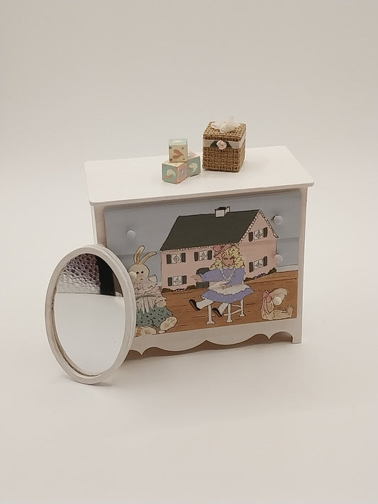 Girls Chest Of Drawers & Mirror, Handpainted